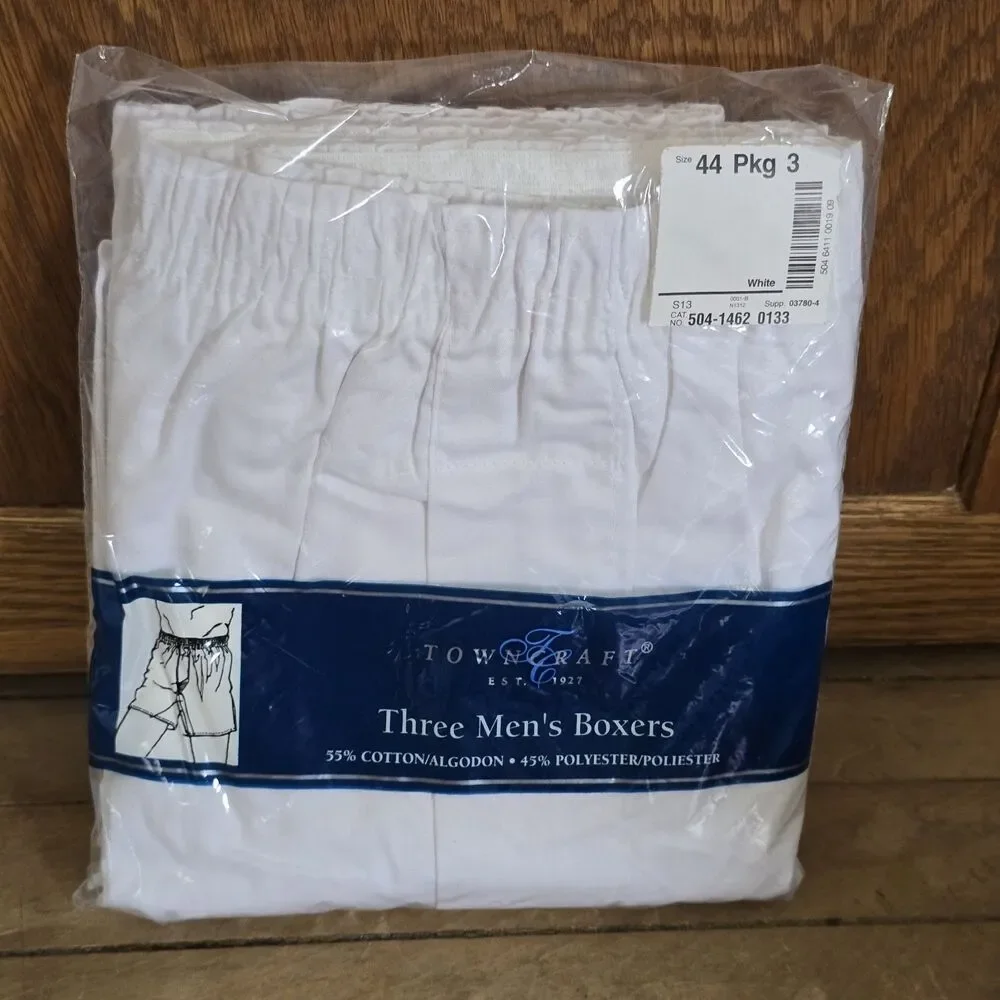 Vintage Towncraft Men's Boxers Briefs 3 Pair Size 44 XXL 2XL White JC Penney
